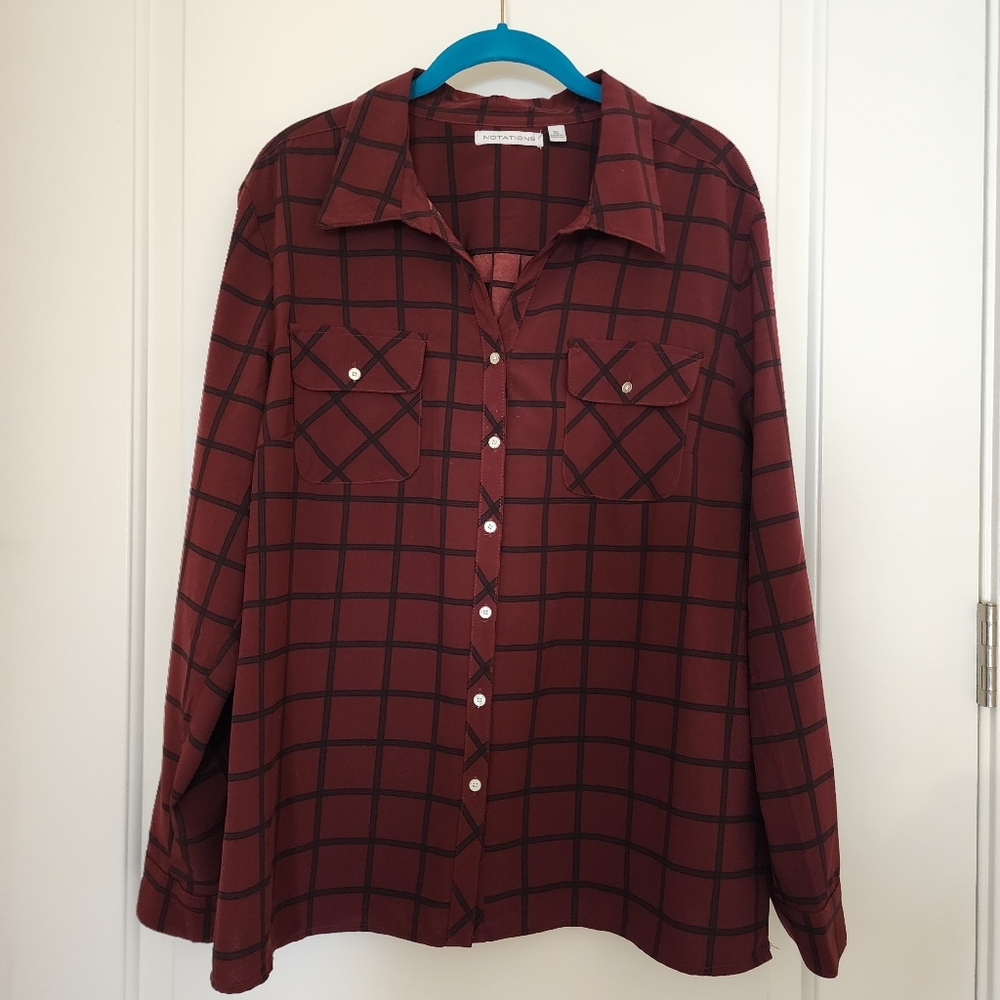 Notations Maroon Checkered Shirt - image 1